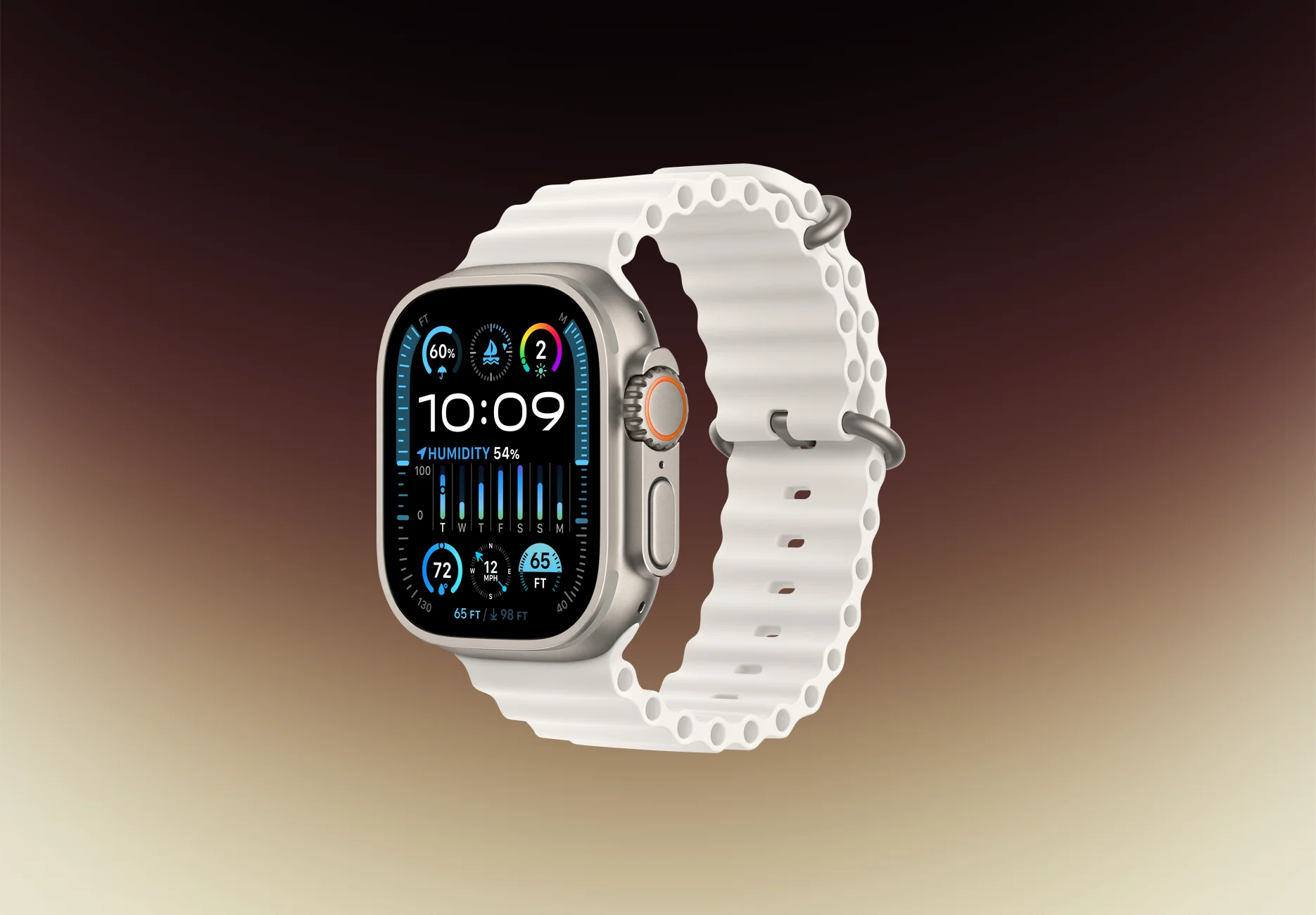 Смарт-часы Apple Watch Ultra 2 2023 / GPS + Cellular / 49 мм / Натуральный титан / Ocean / Белый