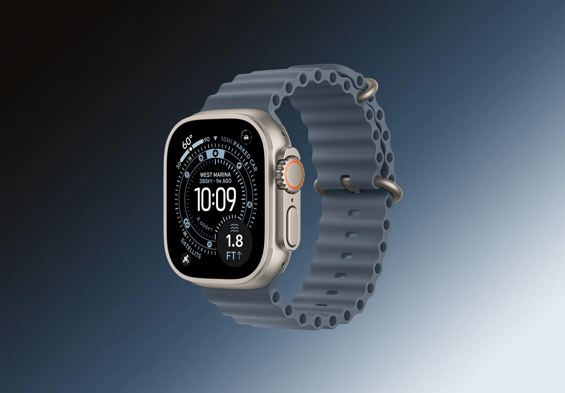 Смарт-часы Apple Watch Ultra 3 / GPS + Cellular / 49 мм / Натуральный титан / Ocean / Синий