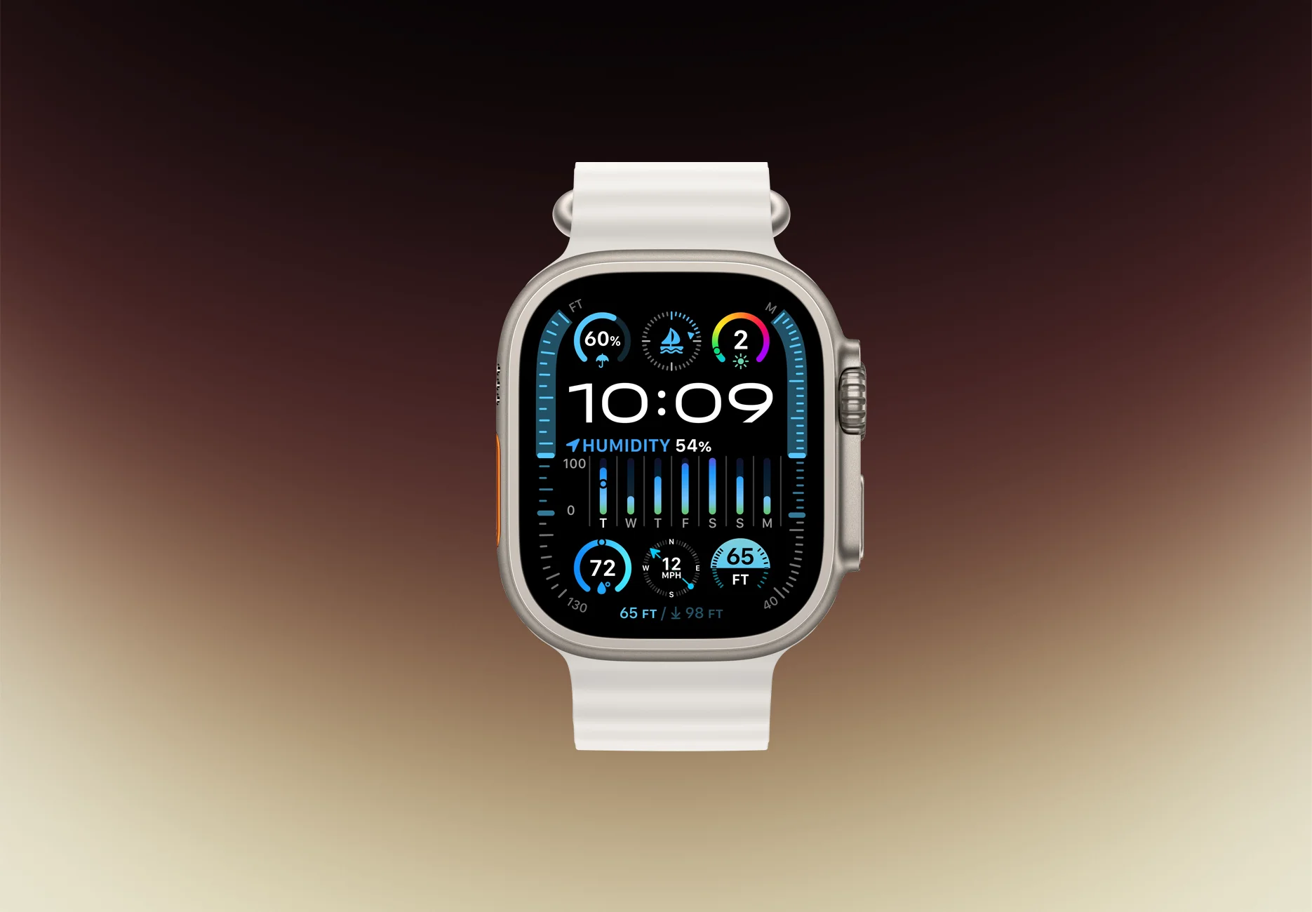 Смарт-часы Apple Watch Ultra 2 2023 / GPS + Cellular / 49 мм / Натуральный титан / Ocean / Белый