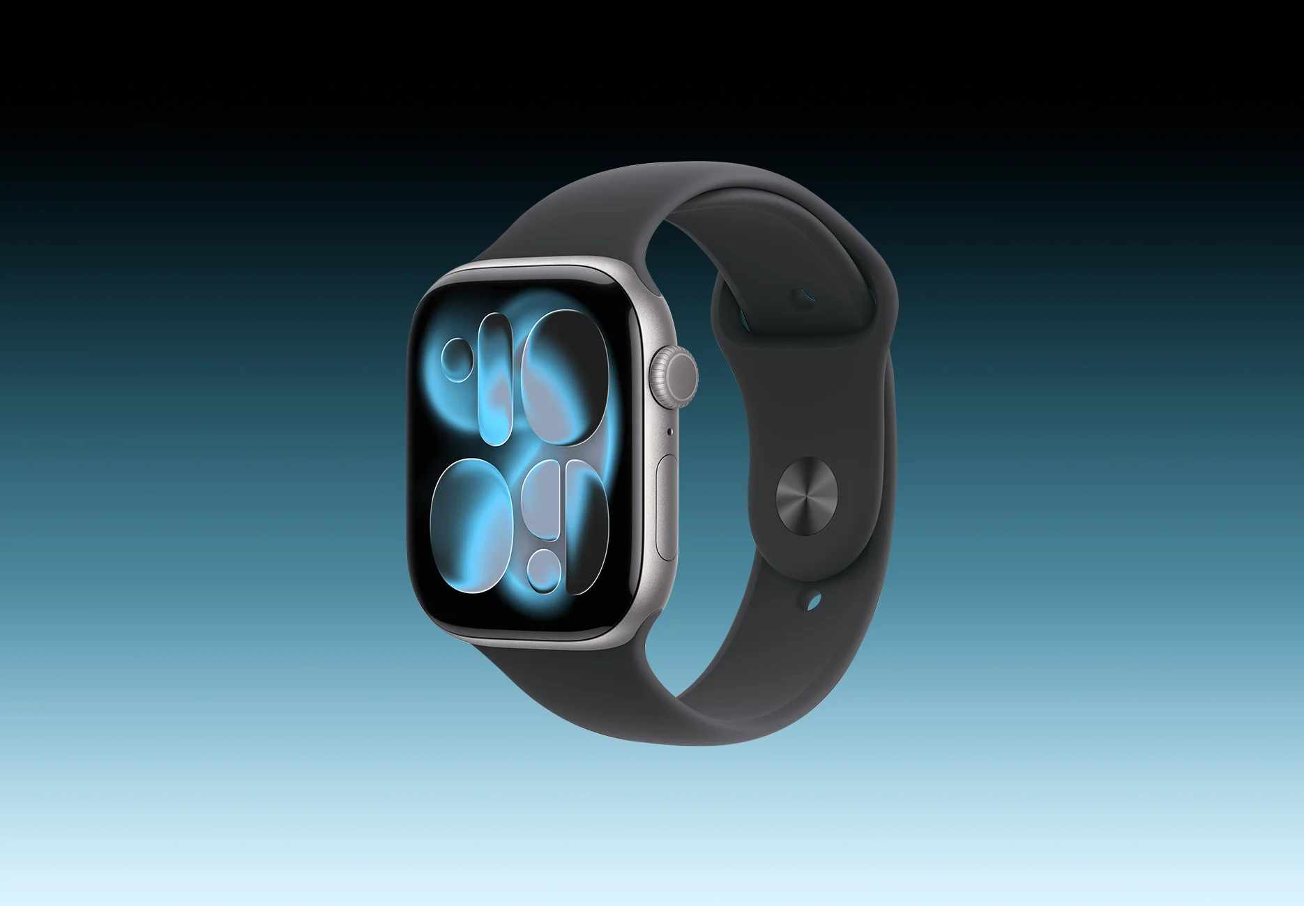 Смарт-часы Apple Watch Series 11 / GPS / 46 мм / Серебристый / Sport Band / S-M / Черный