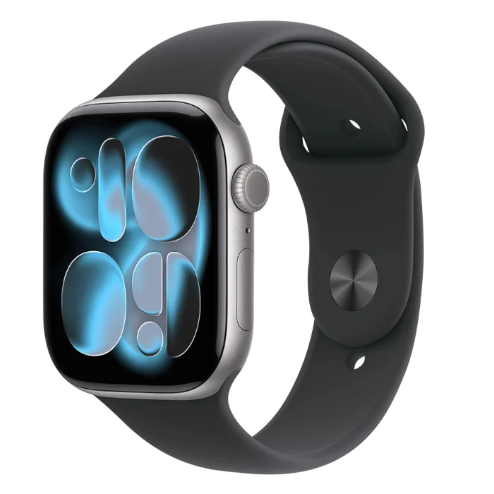 Смарт-часы Apple Watch Series 11 / GPS / 46 мм / Серебристый / Sport Band / S-M / Черный