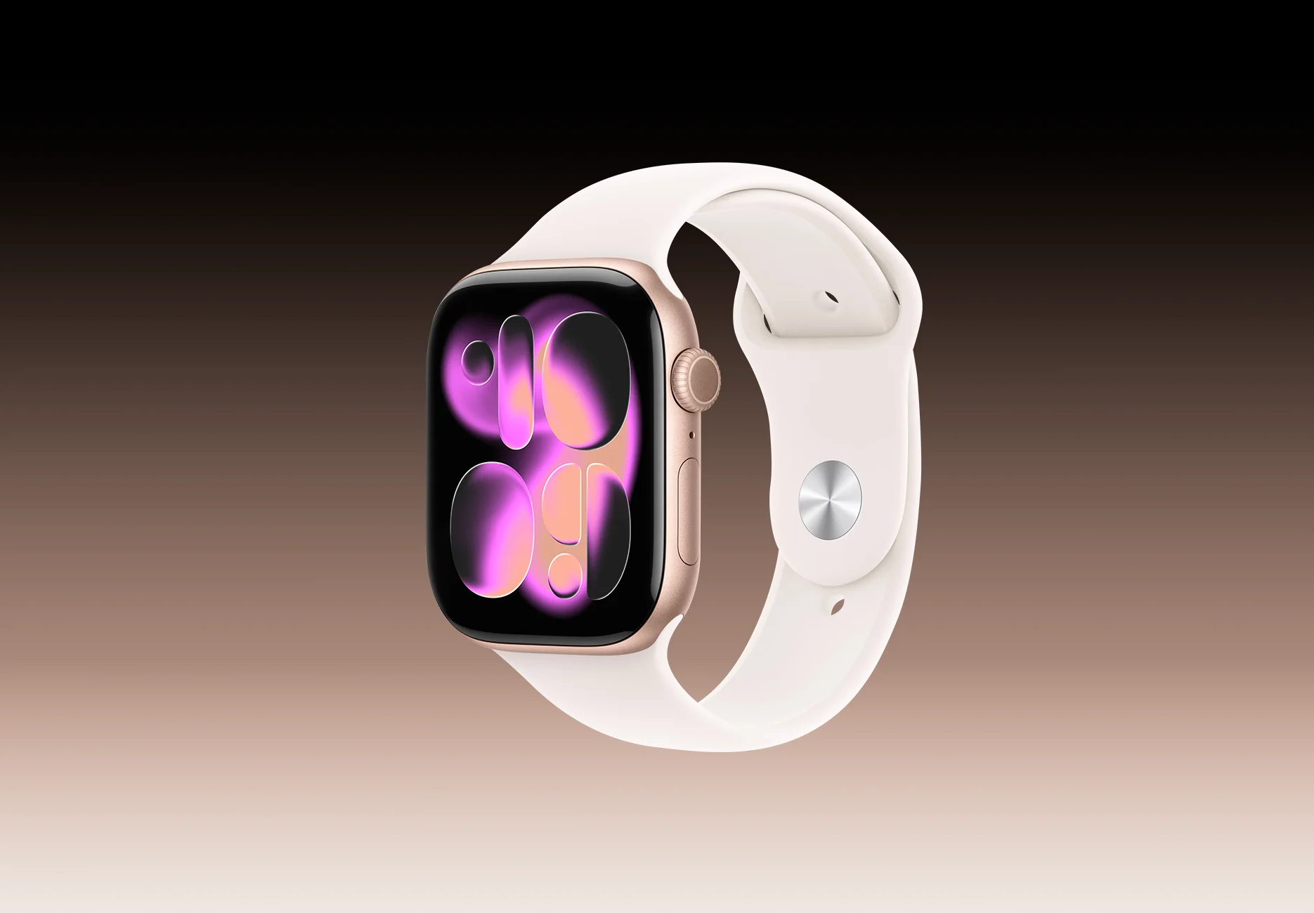 Смарт-часы Apple Watch Series 11 / GPS / 46 мм / Розовое золото / Sport Band / M-L / Бежевый