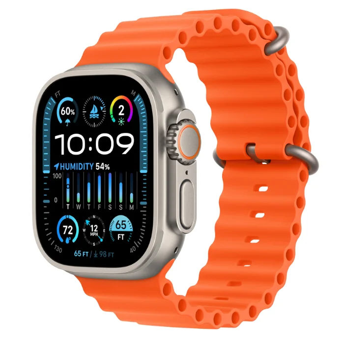 Смарт-часы Apple Watch Ultra 2 2023 / GPS + Cellular / 49 мм / Натуральный титан / Ocean / Оранжевый