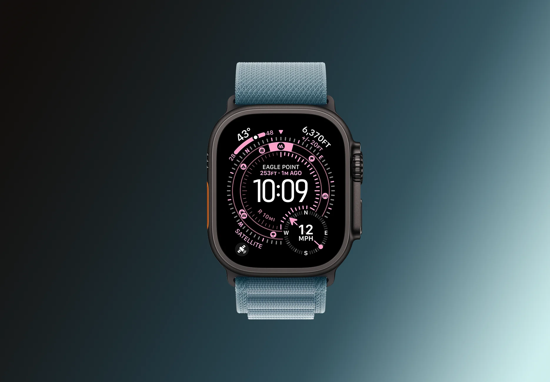 Смарт-часы Apple Watch Ultra 3 / GPS + Cellular / 49 мм / Черный титан / Alpine / S / Синий