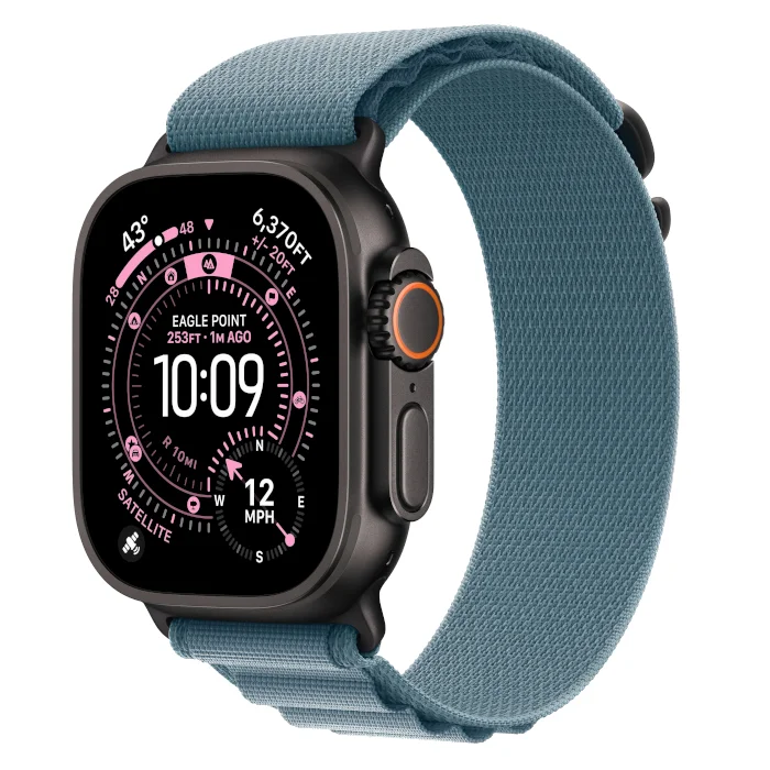 Смарт-часы Apple Watch Ultra 3 / GPS + Cellular / 49 мм / Черный титан / Alpine / S / Синий