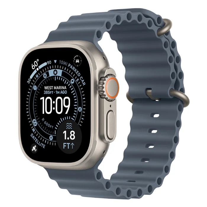 Смарт-часы Apple Watch Ultra 3 / GPS + Cellular / 49 мм / Натуральный титан / Ocean / Синий