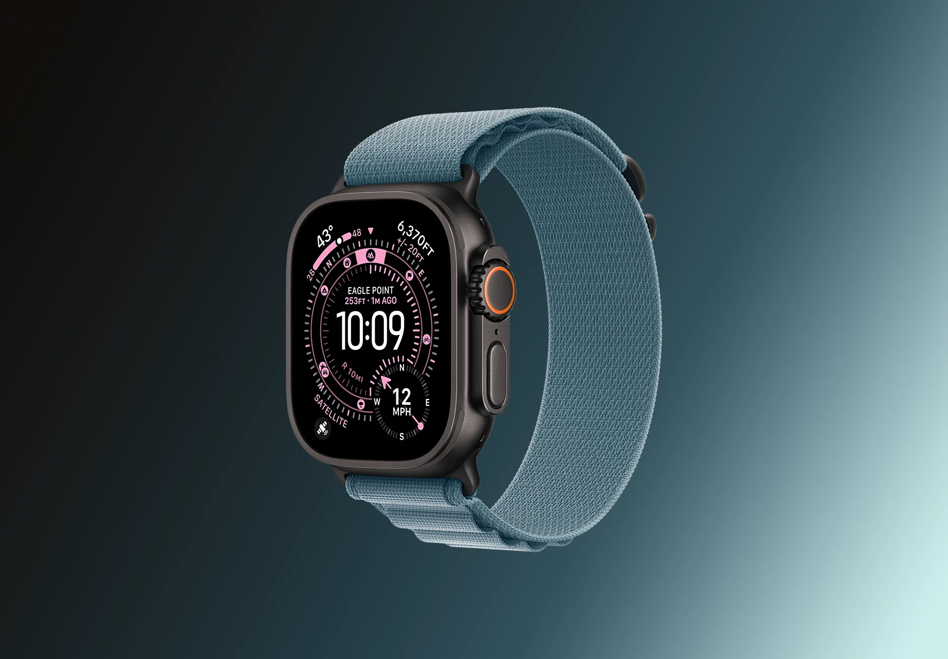 Смарт-часы Apple Watch Ultra 3 / GPS + Cellular / 49 мм / Черный титан / Alpine / S / Синий