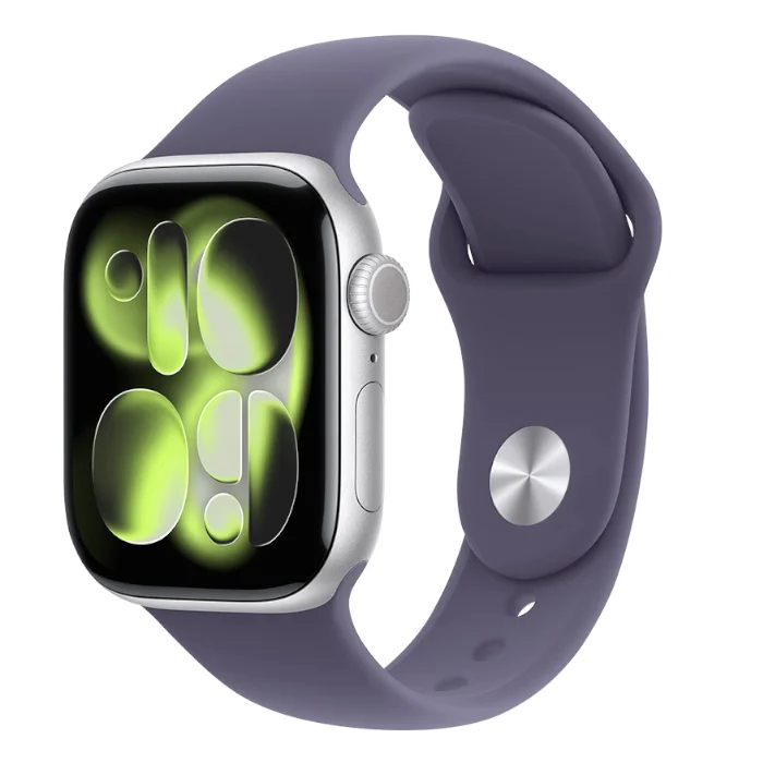 Смарт-часы Apple Watch Series 11 / GPS / 42 мм / Серебристый / Sport Band / S-M / Фиолетовый