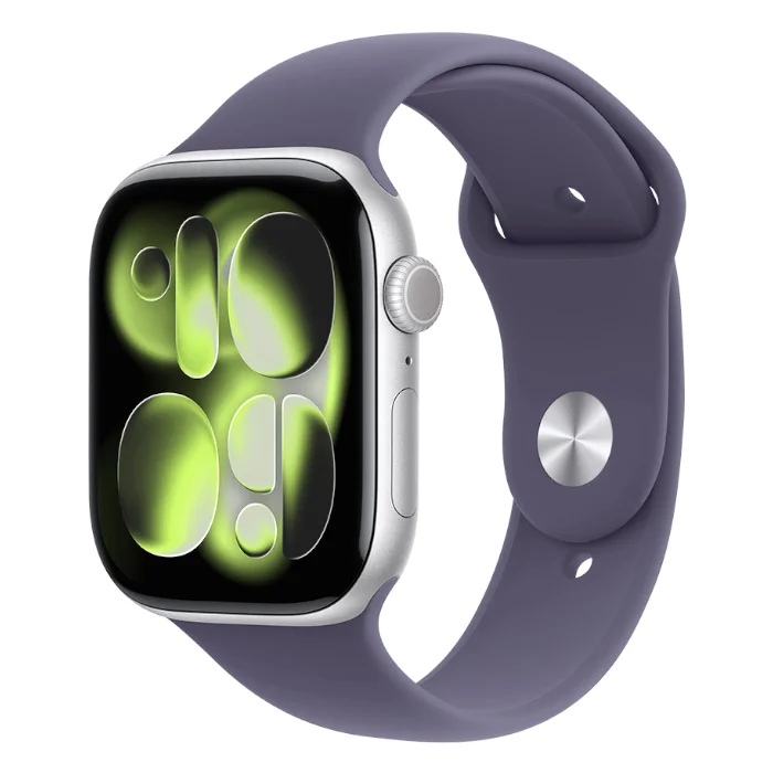 Смарт-часы Apple Watch Series 11 / GPS / 46 мм / Серебристый / Sport Band / M-L / Фиолетовый