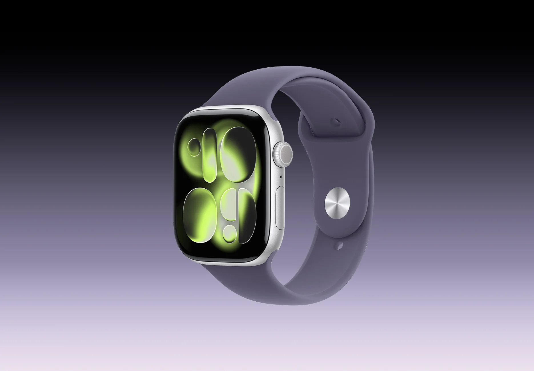 Смарт-часы Apple Watch Series 11 / GPS / 46 мм / Серебристый / Sport Band / M-L / Фиолетовый