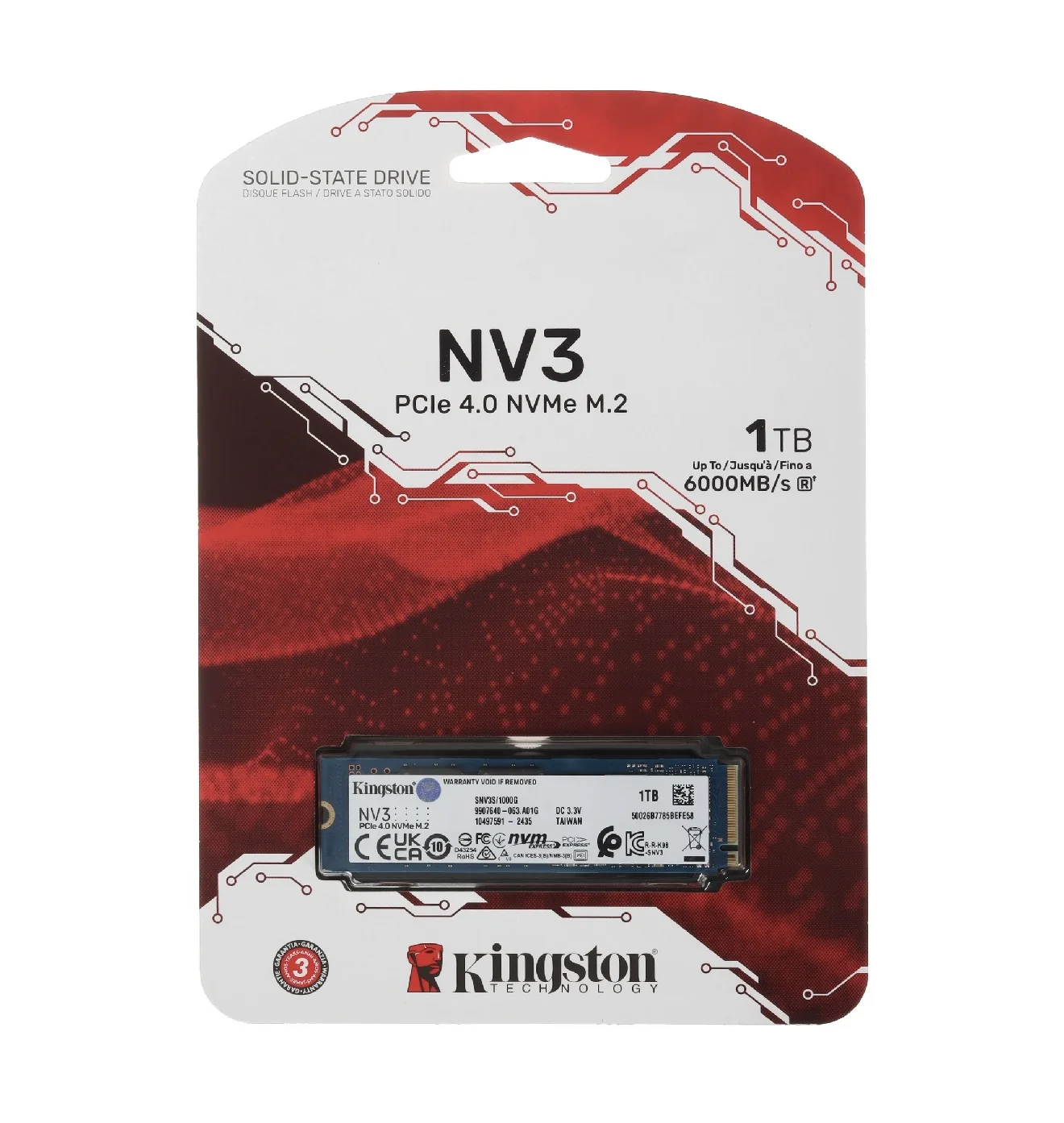 SSD Диск Kingston (6000/4000) / NV3 / PCle 4.0 / M.2 / 2280 / 1 ТБ